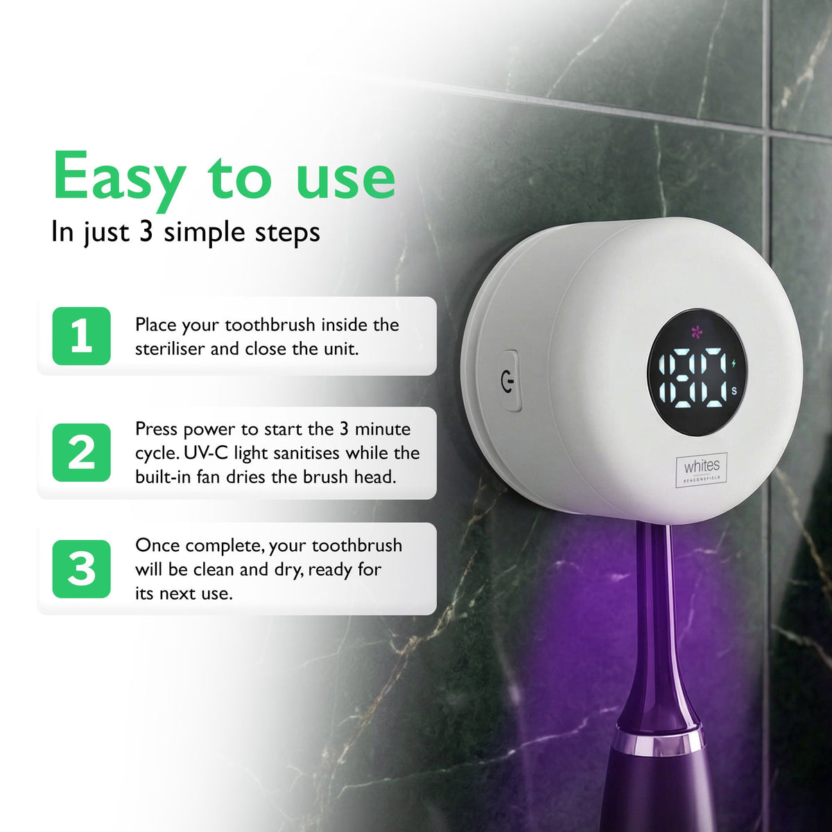 Whites UV Toothbrush Steriliser – UV sótthreinsitæki fyrir tannbursta