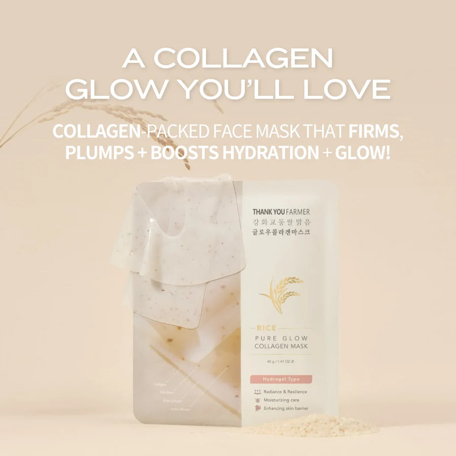 Rice Pure Glow Collagen Hydrogel Masks x 4pcs